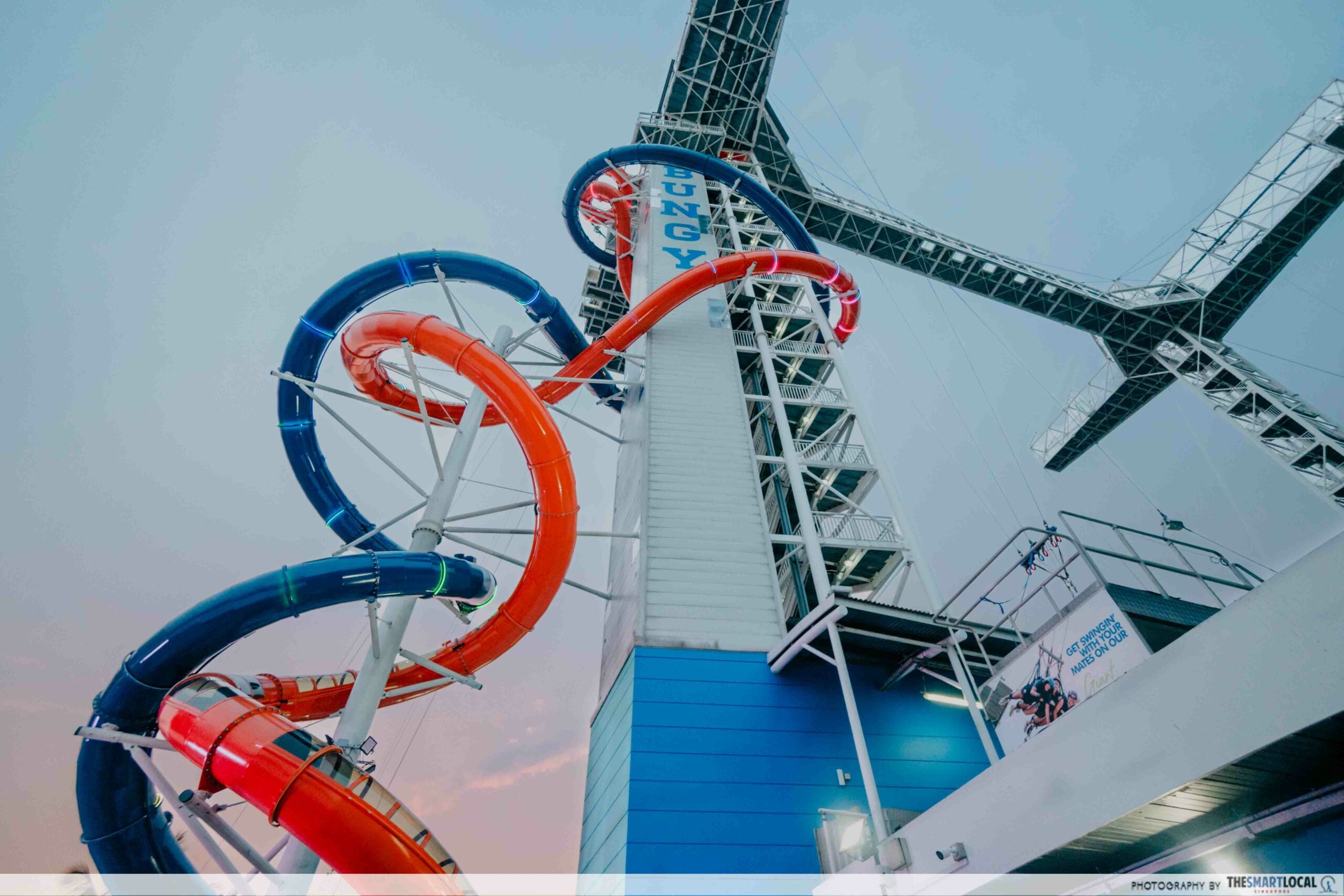 Skypark Sentosa - blue and orange skyslides